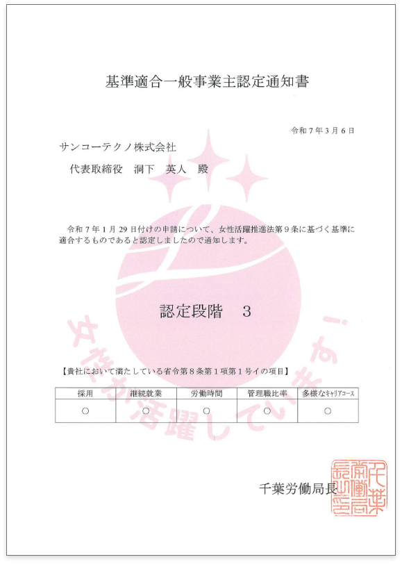 えるぼし認定証